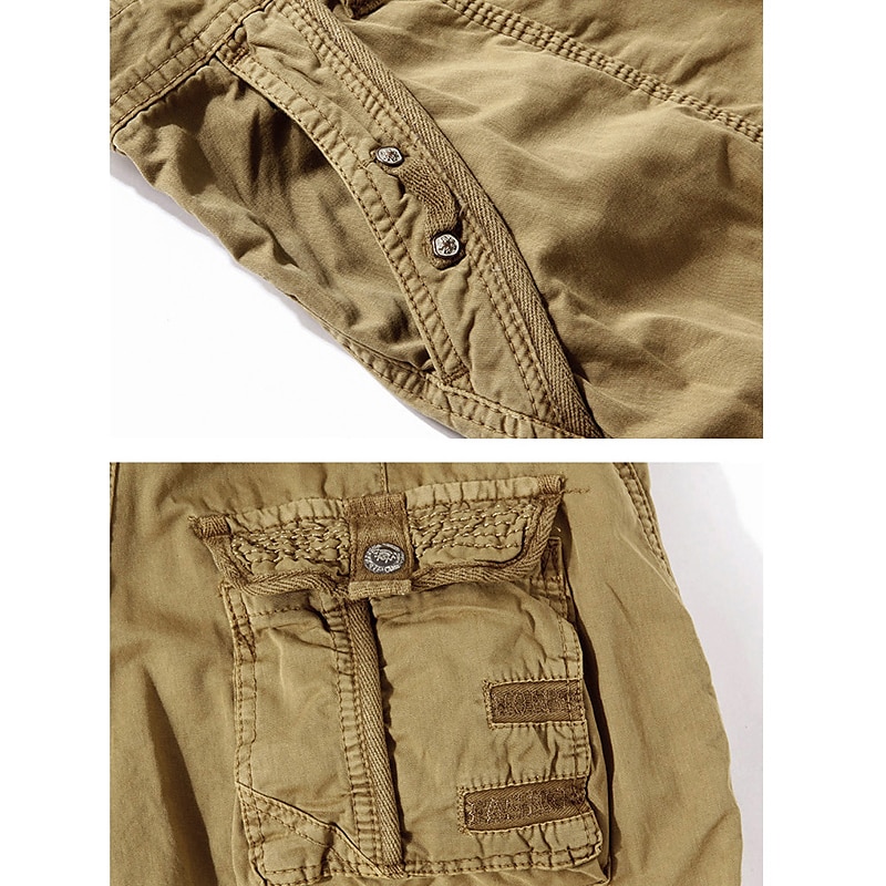 Men's Cargo Shorts Hiking Shorts Leg Drawstring Multi Pocket Multiple Pockets Plain Breathable Outdoor Calf-Length Casual Daily Streetwear Stylish Black Wine Inelastic 2025 - $31.99 –P9