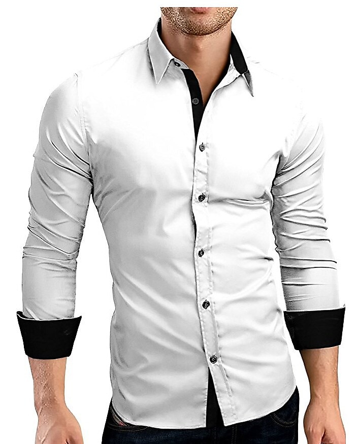 Homens camisa de verão Saia camisa de colarinho camisa de botão Tecido Casamento Trabalho Preto e Branco Safira Azul marinho Preto vermelho Manga Longa Colarinho Roupa de 2025 por $24.99 –P3