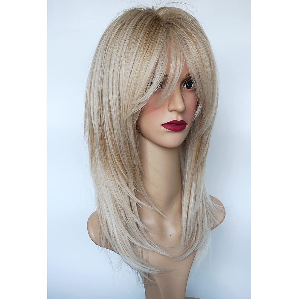 perucas longas em camadas perucas de penteado lisonjeiro perucas loiras brilhantes com raízes profundas perucas para mulheres caucasianas para festa diária perucas de festa de natal de 2025 por $22.99 -P9