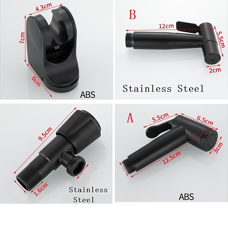 304 roestvrij staal abs handbidet eenvoudig zwart douchesproeier washandje handwas zwart toilet metgezel spuitpistool 2026 - $43.99 –P8