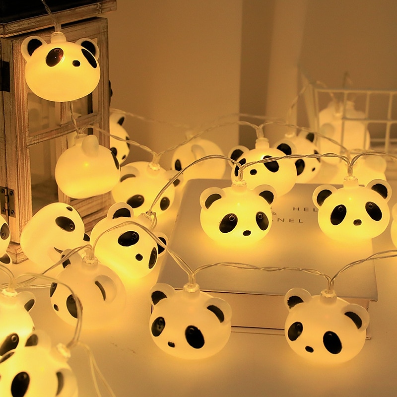 LED-Panda-Lichterkette 1,5 m/4,92 Fuß, 10 LEDs, Batterie oder USB-Stromversorgung, Weihnachtszimmer, Schlafzimmer, Feiertagsdekoration, Cartoon-Panda-Laterne 2025 - $9.99 –P2