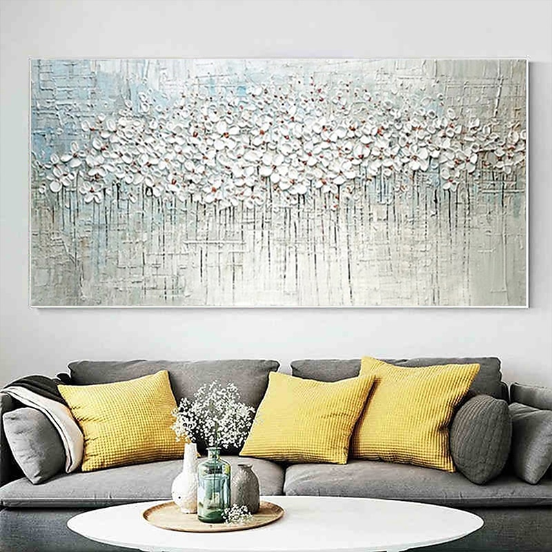 Pintura al óleo hecha a mano lienzo arte de la pared decoración espátula pintura clásica flor de ciruelo blanco para decoración del hogar enrollado sin marco pintura sin estirar 2025 - zł369.99 –P2