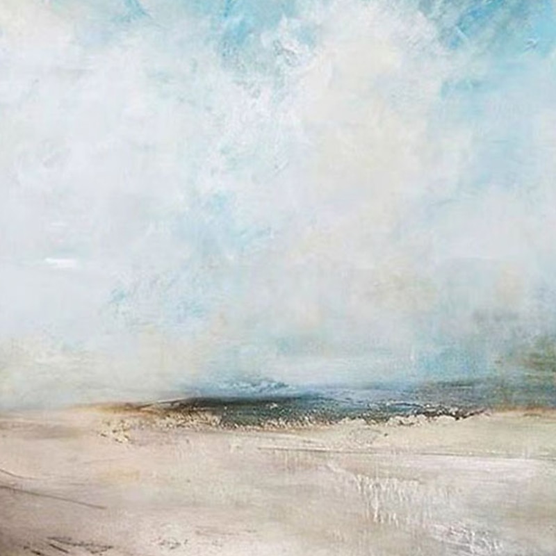 Handgefertigtes Ölgemälde auf Leinwand, Wandkunst, Dekoration, abstrakte Meereslandschaft, Strand, Ozean, für Wohnkultur, gerollt, rahmenlos, ungedehnt 2025 - $131.99 –P3