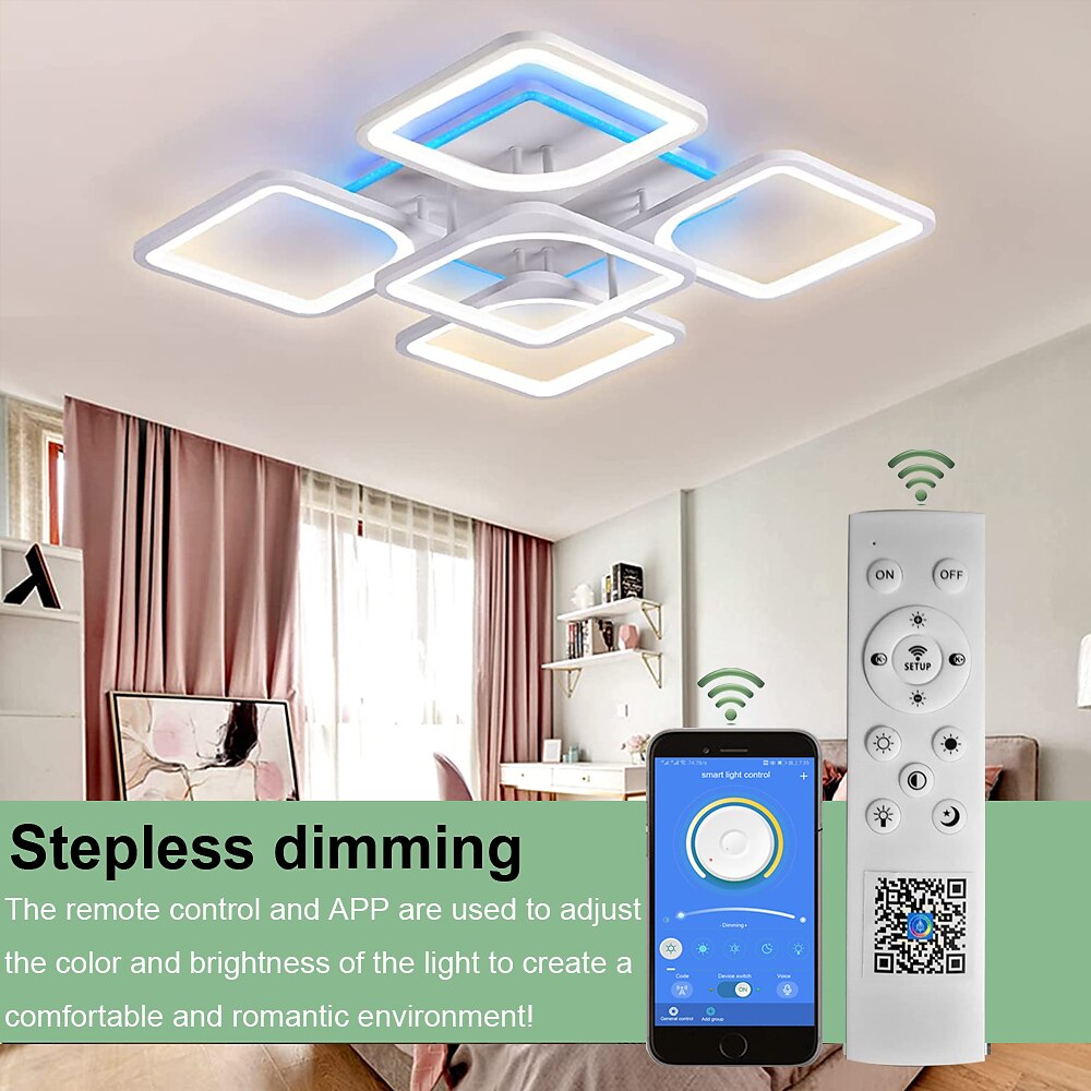 Dimmable Acrylic Ceiling Light LED 5 Head 8 Head Ceiling Lamp with Background Light APP Bluetooth Connection / Remote Control Suitable for Bedroom Living Room Office Children's Room 2025 - $187.99 –P7