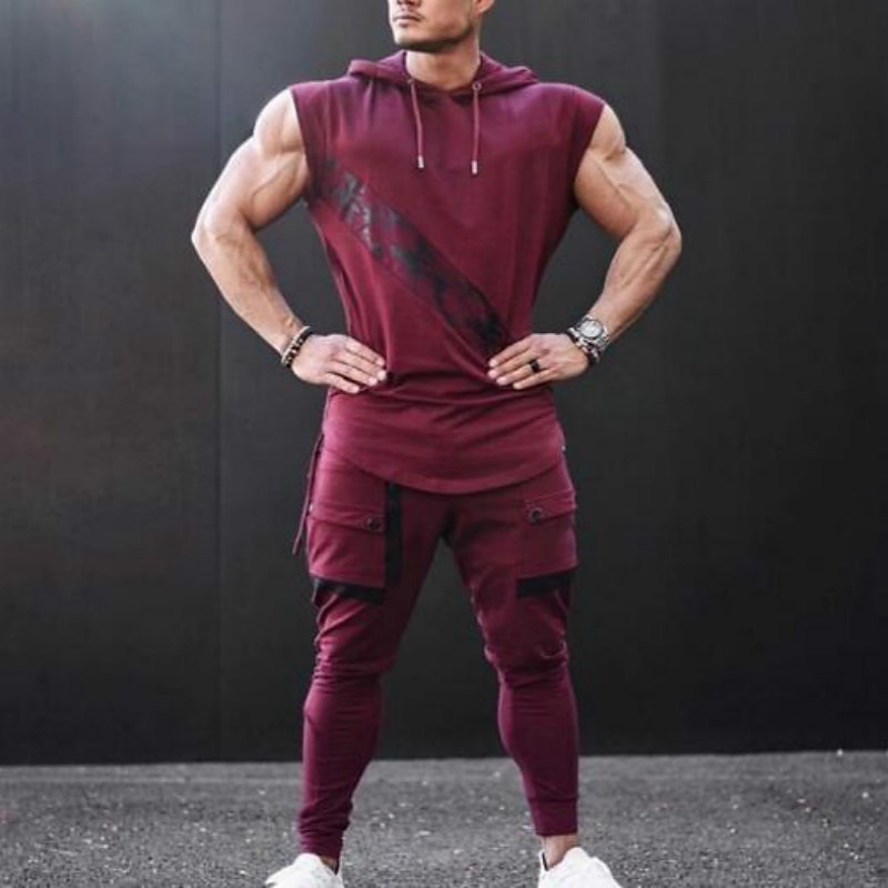 2025年 男性用 ランニングタンクトップ ワークアウト用タンクトップ ノースリーブ Tシャツ スポーツ スパンデックス 高通気性 吸汗性 ソフト ランニング アクティブトレーニング ウォーキング スポーツウェア アクティブウェア グラフィック ブラック バーガンディー コレクション – $17.99 –P4
