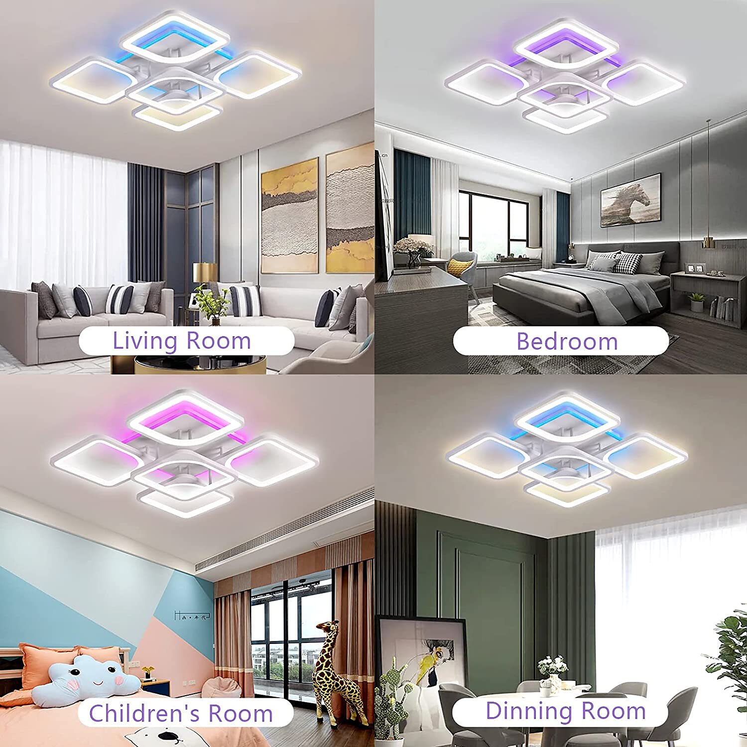Dimmable Acrylic Ceiling Light LED 5 Head 8 Head Ceiling Lamp with Background Light APP Bluetooth Connection / Remote Control Suitable for Bedroom Living Room Office Children's Room 2025 - $187.99 –P3