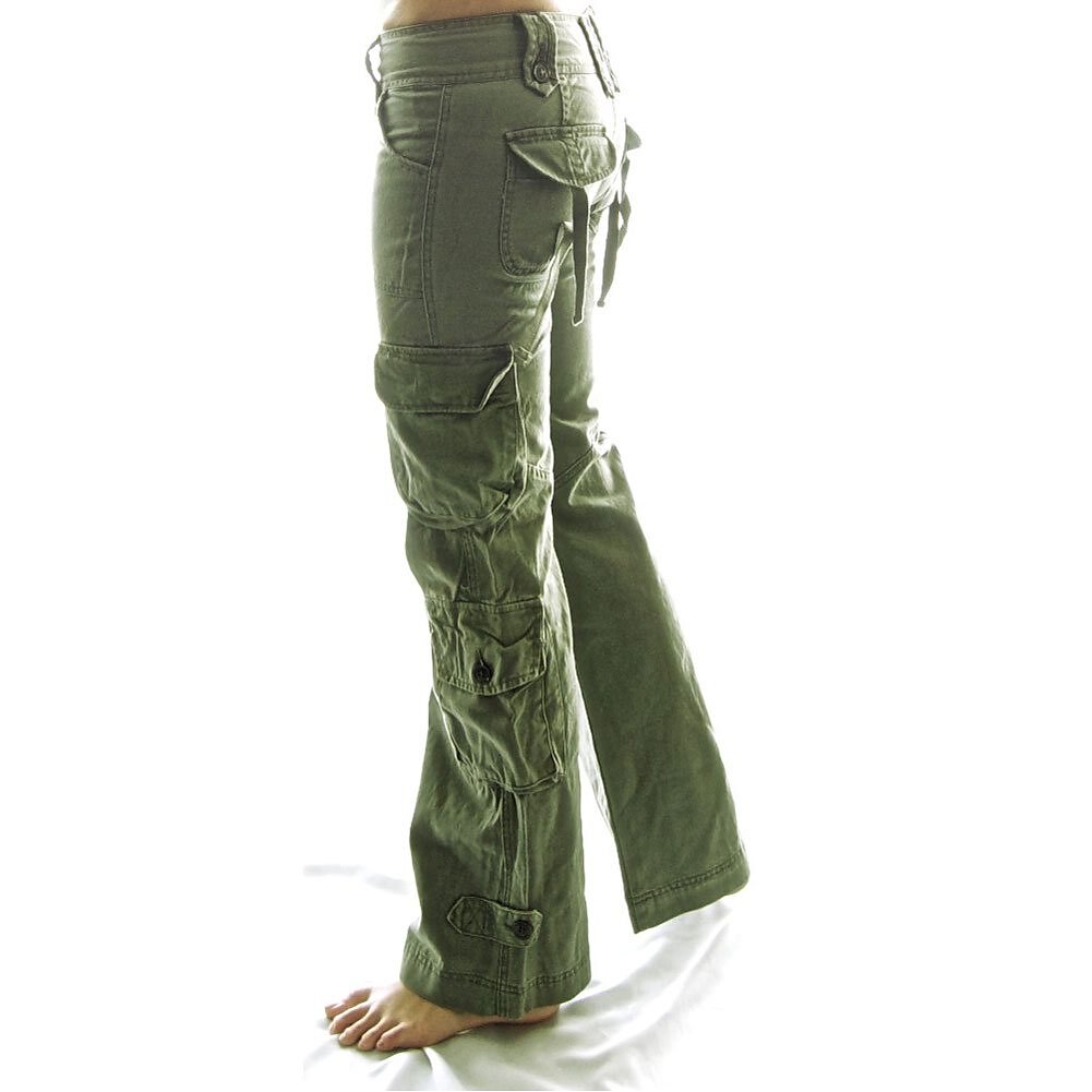 Women‘s Cargo parachute pants Trousers  Trousers Full Length Cotton Baggy Micro-elastic Low Waist Fashion Casual Office Daily Black Green S M Autumn / Fall 2023 - US $36.99 –P12