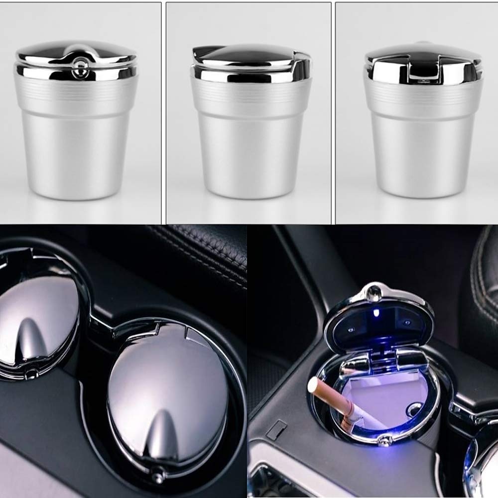 voiture cendrier portable détachable inoxydable auto véhicule cigarette cendrier cendres avec bleu led indicateur de lumière sans fumée pour voiture porte-gobelet bureau à domicile intérieur de la de 2025 ? $9.99 –P4