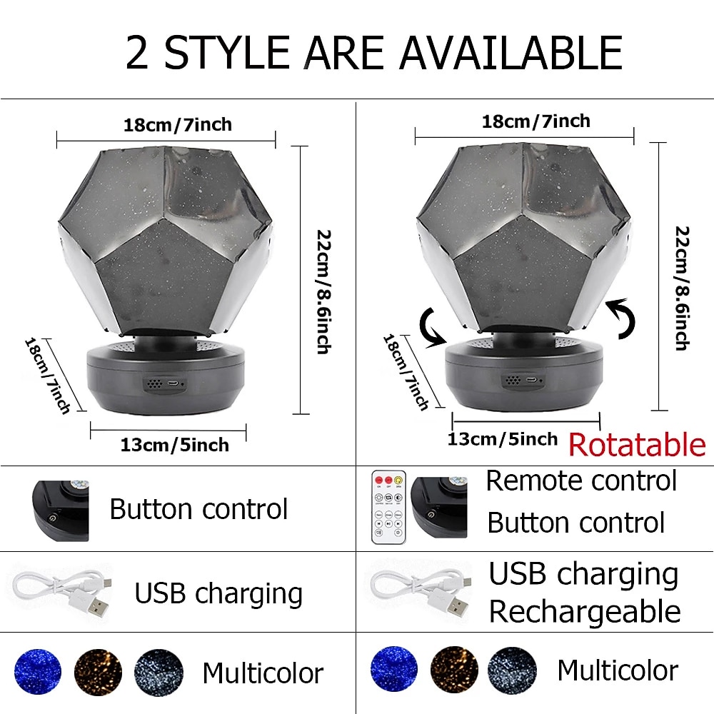 Galaxy Star Projector Starry Sky 3 Colors LED Night Light Remote Control Rotate Lamp Kids Bedroom Home Decoration for Children Gift USB Chargeable DIY Night Light 2026 - $58.99 –P13