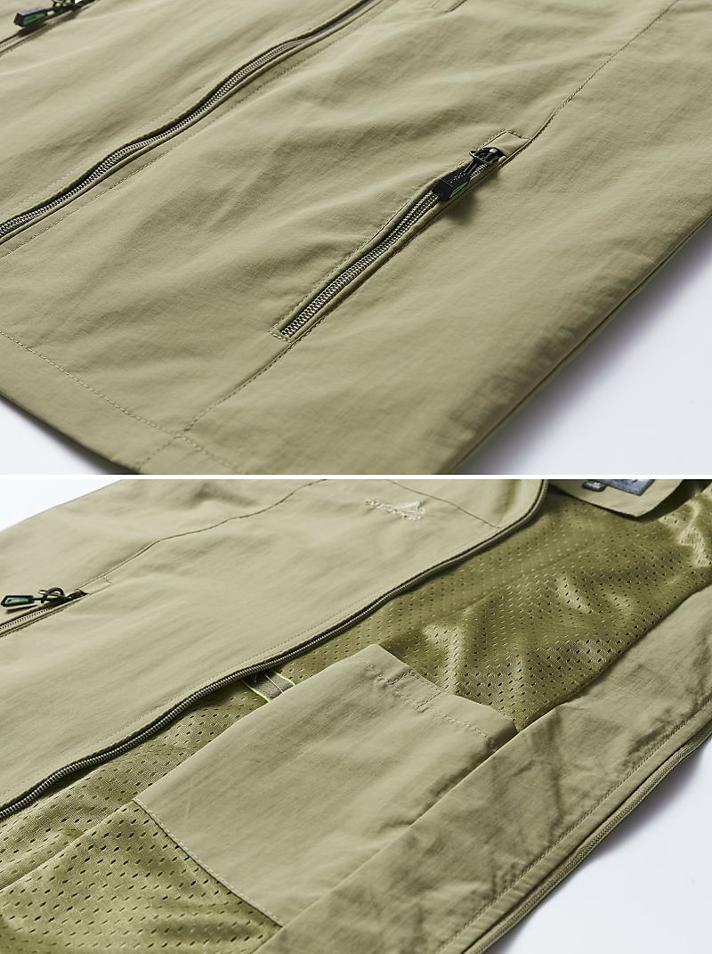 Voor heren Vissersvest Wandelvest Mouwloos Overkleding Rits top Buiten waterdicht Winddicht Ultralicht (UL) Ademend Chinlon Zwart Leger Groen Grijs Jagen Vissen Klimmen / Sneldrogend / Multi Pocket 2025 - $21.99 –P12