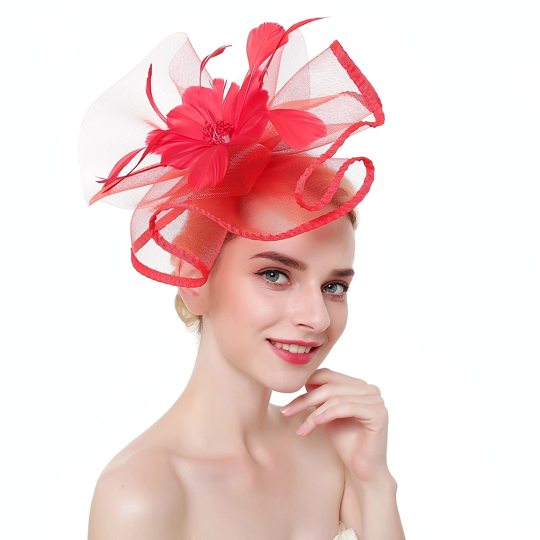 Fascinators Hats Headwear Organza Polyester / Polyamide Bucket Hat Party / Evening Holiday Vintage Style With Feather Headpiece Headwear 2025 - $18.99 –P4