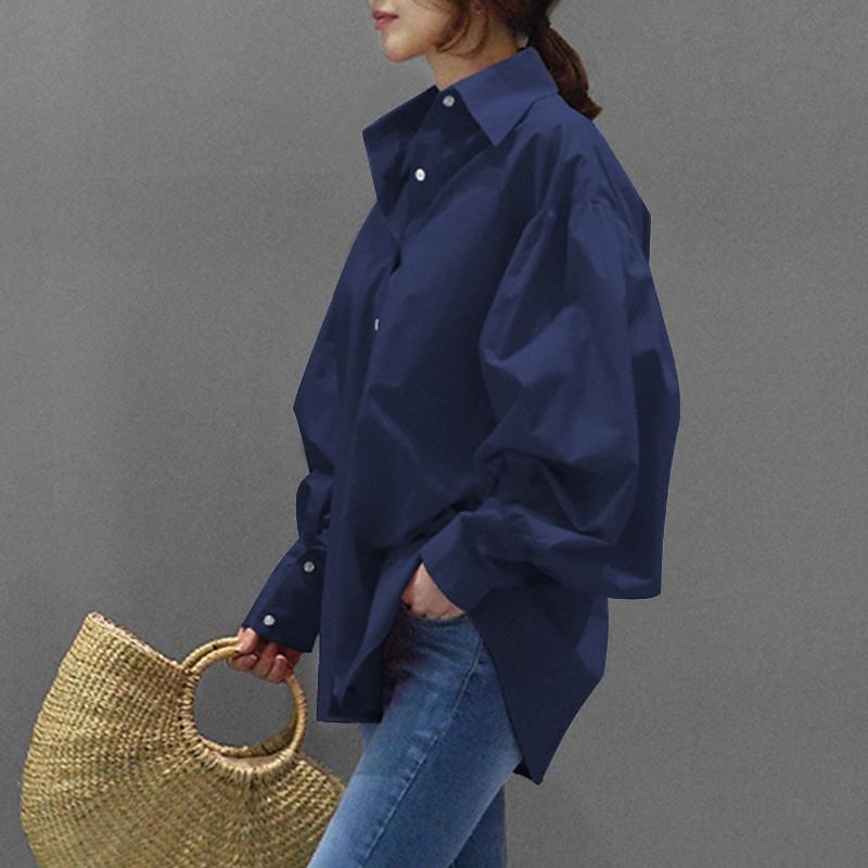 Per donna Camicia Blusa Semplice Casual Manica Lunga Manica a Lanterna Colletto a Camicia Top Regolari Quotidiano Weekend Bottoni Nero Bianco Giallo Blu Primavera Autunno del 2025 a $27.99 –P10