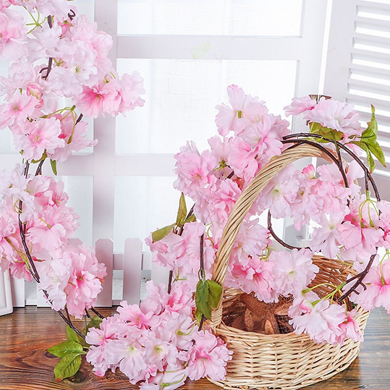 Sakura Rattan Simulation Flower Silk Flower Shape Wedding Decoration Home Venue Decoration,Fake Flowers For Wedding Arch Garden Wall Home Party Hotel Office Arrangement Decoration 2025 - $15.49 –P1