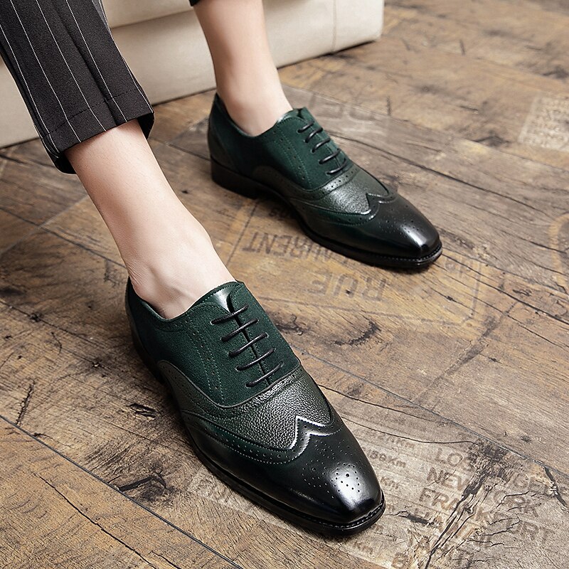 Herr Oxfordskor Derbyskor Formella skor Bullock Skor Finskor Ledigt Brittisk Dagligen Fest / afton Saint Patrick's Day PU Snörning Blå Brun Grön Vår Höst 2025 - $59.99 –P5