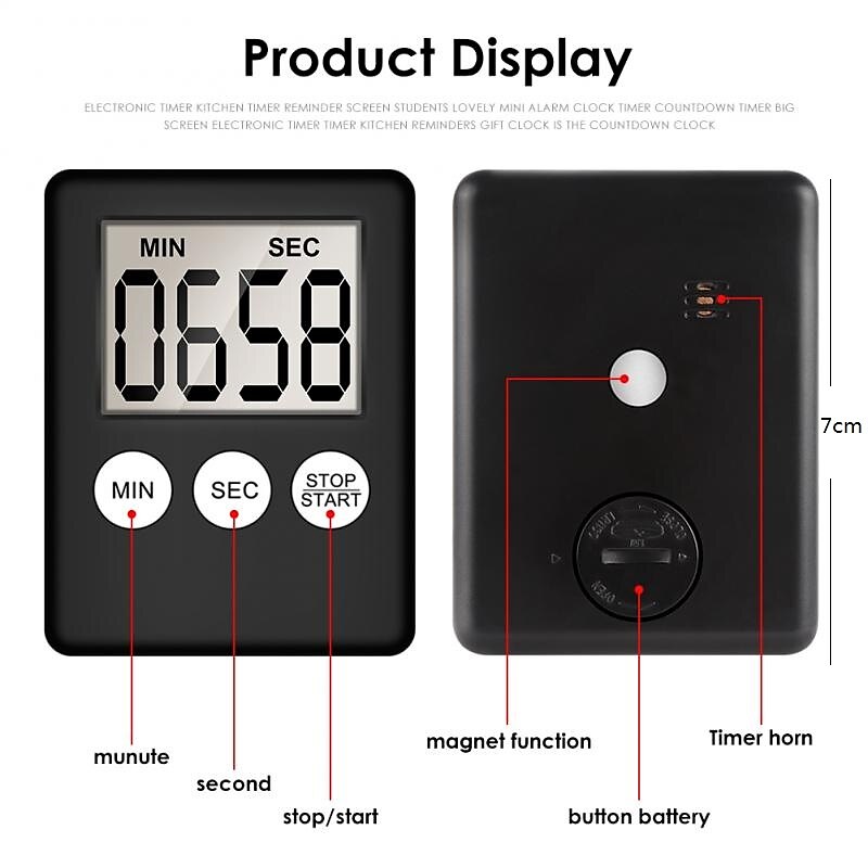 Magnetic Cooking LCD Digital Timer Count-Down Up Clock Loud Alarm Student HOT