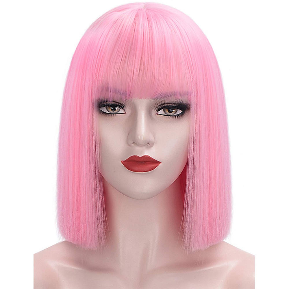 parrucca rossa delle donne breve parrucca bob rossa con la frangetta aspetto naturale parrucca sintetica morbida parrucca carina festa cosplay halloween parrucche da 12 pollici festa di natale del 2025 a $17.49 –P1
