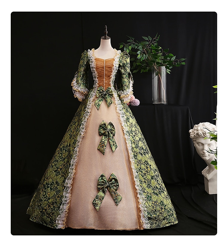 Ροκοκό Βικτοριανό Αναγέννησης Μακρύ Φορέματα Κοστούμι πάρτι Χορός μεταμφιεσμένων Μεγάλα Μεγέθη Κανονικό Μπαλούν Μανίκι Flare Cuff Πριγκίπισσα Μεγάλα Μεγέθη Δαντέλα Καμβάς Πεπαλαιωμένο Βραδινή τουαλέτα 2026 - $125.99 –P10