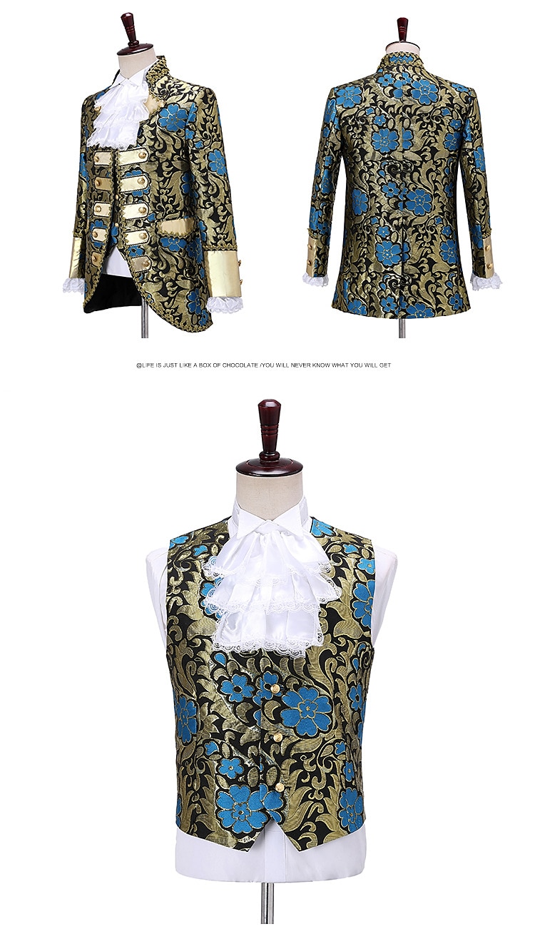 كلاسيكي Retro / vintage Rokoko Drakter Party-kostyme Maskerade Corrina viktoriansk Slank passform Blomst Ballkjole Kostyme Herre Halloween Maskerade Maskerade Karneval i Venezia Voksen Frakk Vest 2026 - $113.99 –P8