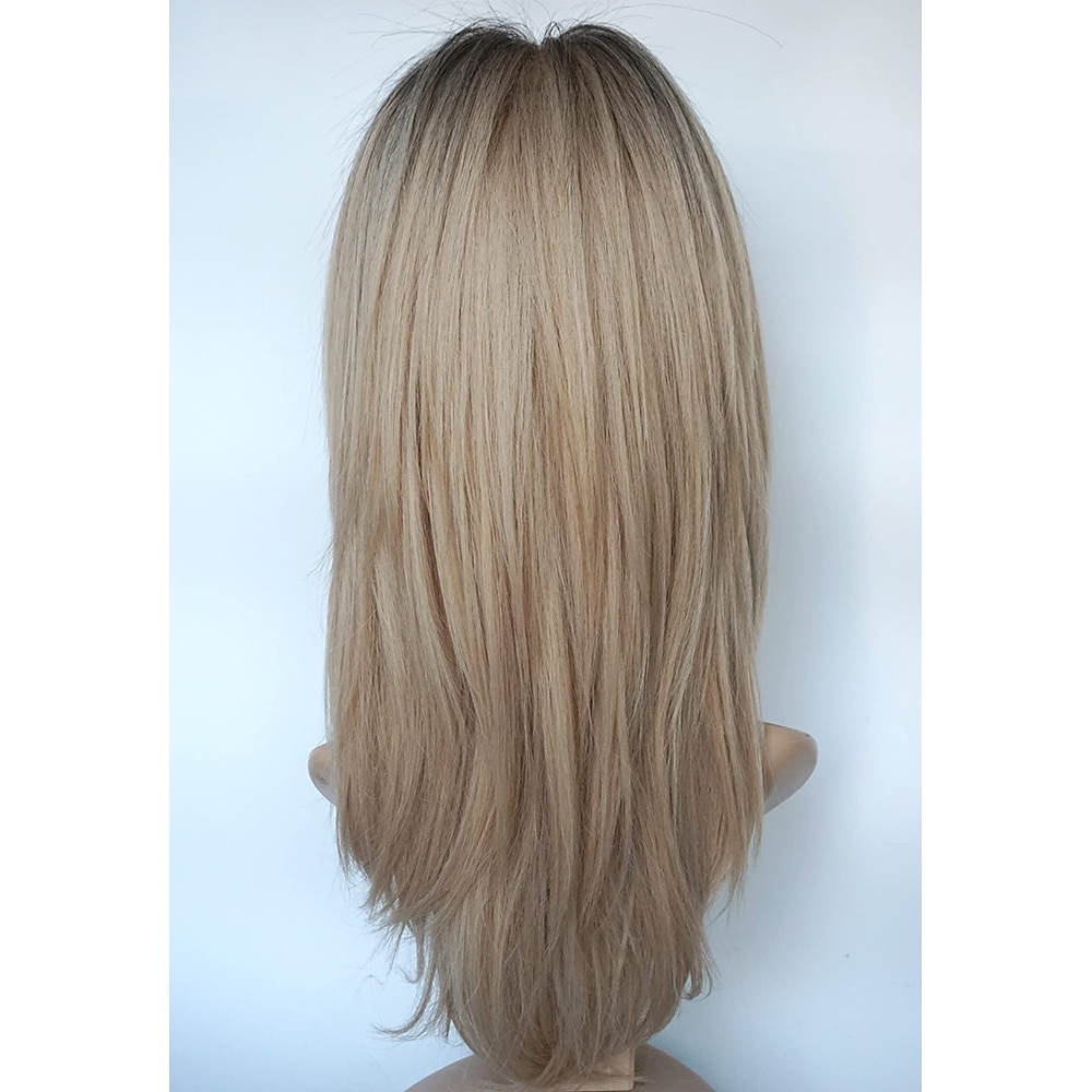 perucas longas em camadas perucas de penteado lisonjeiro perucas loiras brilhantes com raízes profundas perucas para mulheres caucasianas para festa diária perucas de festa de natal de 2025 por $22.99 -P6
