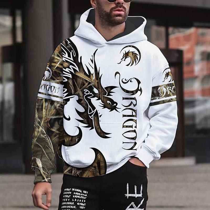 Men's Graphic Animal Hoodie Hoodies Sweatshirt Hoodie Long Sleeve Hooded Sweatshirt Hooded Streetwear 3D Print Sports & Outdoor Daily Black And White Light Khaki. Print Spring & Fall Designer 2025 - $29.99 –P5