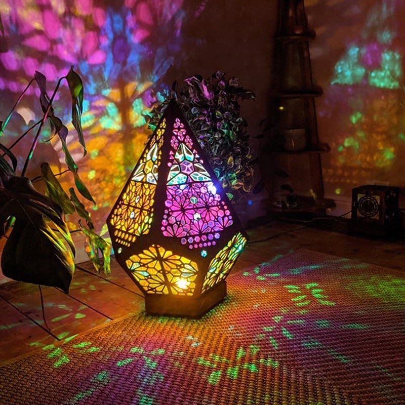 duża lampa podłogowa z ładowaniem usb czeska wydrążona geometryczna retro podłoga dekoracyjna dioda led kolorowy diament światła kolorowa projekcja 3d nocna lampa biurkowa wystrój domu przyjęcie 2025 - $42.99 –P8