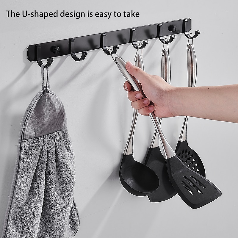 Kitchen Bathroom Hardware Set Space Aluminum Bathroom Hanger Black Hook Wall Mount Aluminum Coat Hook Bathroom Robe Hooks Hat Rack 2025 - $16.99 –P6