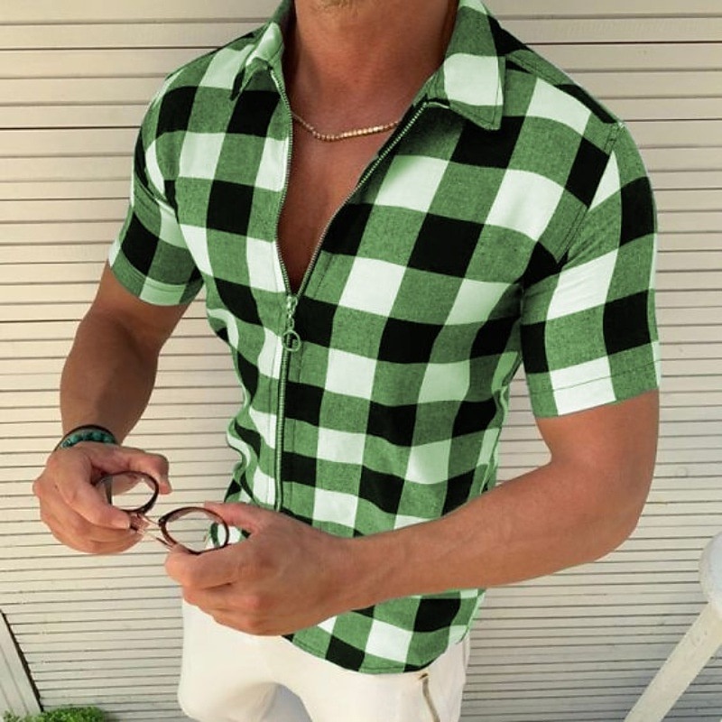 Homme Chemise Chemise d'été Chemise à carreaux Chemises à carreaux Rouge Bleu Vert Gris Manche Courte À carreaux Treillis Col Rabattu Extérieur Rue Imprimé Vêtement Tenue Polyester Mode Occasionnel de 2025 ? $19.49 –P4