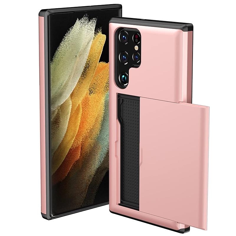 Funda para teléfono para Samsung Galaxy S24 S23 S22 S21 S20 Plus Ultra S25 Ultra funda trasera soporte para tarjetas a prueba de golpes de color sólido TPU 2025 - $13.99 –P5