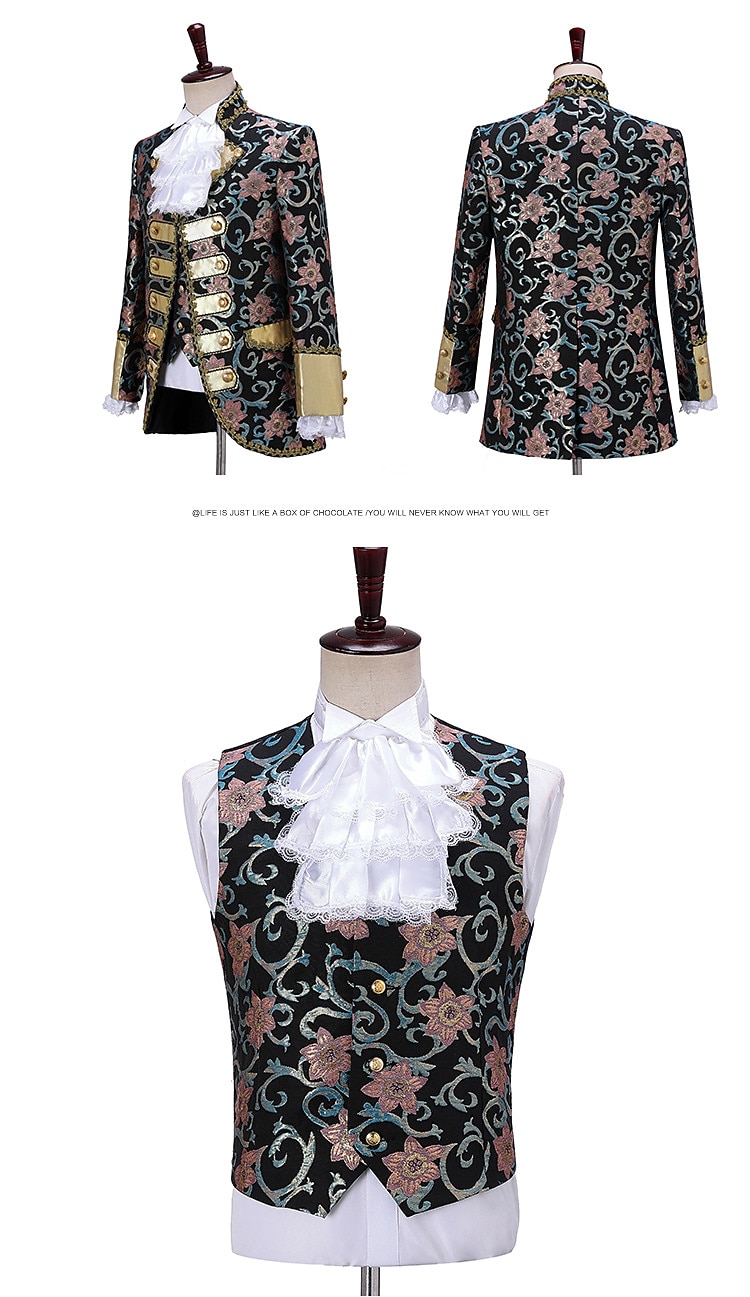 كلاسيكي Retro / vintage Rokoko Drakter Party-kostyme Maskerade Corrina viktoriansk Slank passform Blomst Ballkjole Kostyme Herre Halloween Maskerade Maskerade Karneval i Venezia Voksen Frakk Vest 2026 - $113.99 –P7