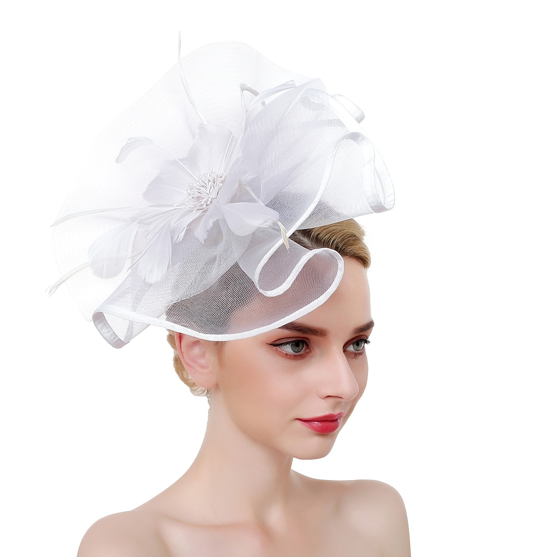Fascinators Hats Headwear Organza Polyester / Polyamide Bucket Hat Party / Evening Holiday Vintage Style With Feather Headpiece Headwear 2025 - $18.99 –P7