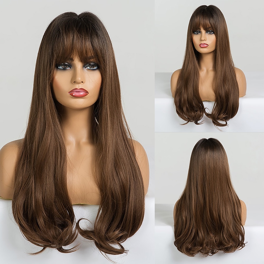 synthetische pruik golvend middelste stuk pruik lang a24 synthetisch haar dames zacht party makkelijk mee te nemen blond roze zwart barbiecore pruiken 2025 - $28.99 –P9