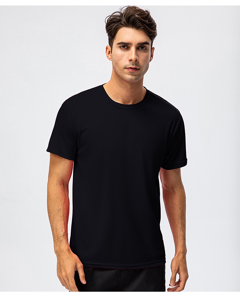 Муж. С короткими рукавами Вырез под горло Лето Однотонный Атлетический Черный Белый Желтый Футболка для мужчин 2025 - $9.99 –P8