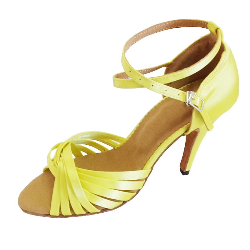 latinske dansesko i lilla sateng – ballsalhæler med stropper med åpen tå og ankelstropp for salsa, tango og ytelse 2026 - $54.99 –P9