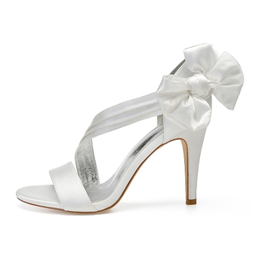 Burgunderrote Satin High Heels für Damen – elegante offene Cocktail-Sandalen mit überkreuzten Riemchen und Schleife für Hochzeiten und Partys 2026 - $79.99 –P4