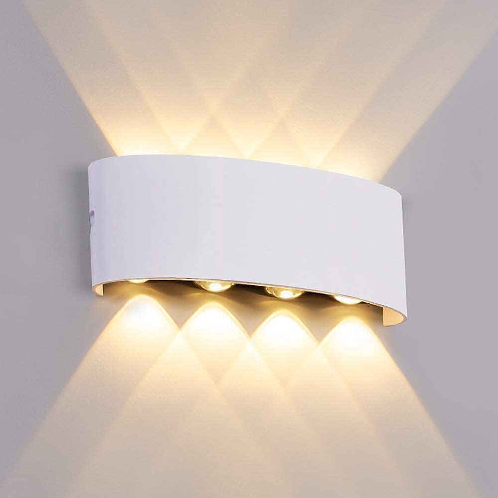 applique da parete a led per esterni impermeabile ip65 8w illuminazione su e giù per interni lampada da parete curva a doppia testa lampada moderna camera da letto ac85-265v del 2025 a $35.99 –P2