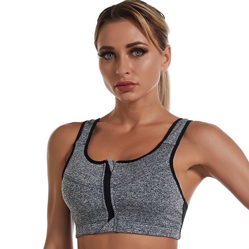 Racerback Sports Bras for Women Front Zipper Closure Yoga Tank Tops Workout  Bra for Running Gym Fitness 