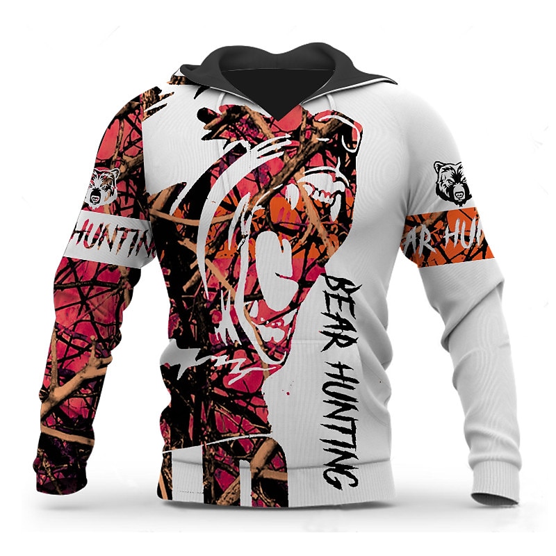Men's Graphic Animal Hoodie Hoodies Sweatshirt Hoodie Long Sleeve Hooded Sweatshirt Hooded Streetwear 3D Print Sports & Outdoor Daily Black And White Light Khaki. Print Spring & Fall Designer 2025 - $29.99 –P9