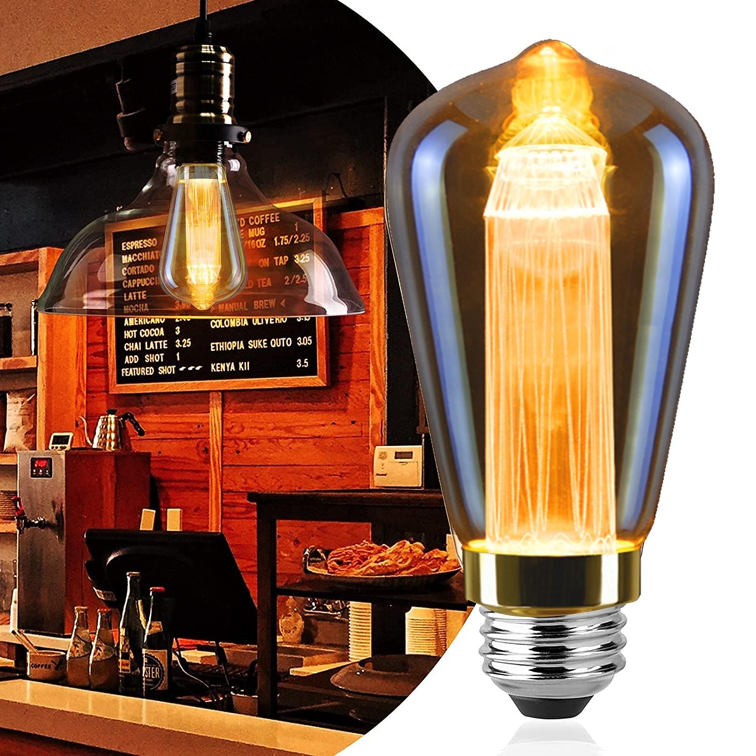 3 sztuk st64 vintage edison przewodnik światła led żarówki 3w 220v 110v e26/e27 baza ciepły biały 2200k wymienne żarówki na kinkiety ścienne światła wisiorek światło bursztynowe ciepłe & klatka dla 2026 - $41.99 –P5