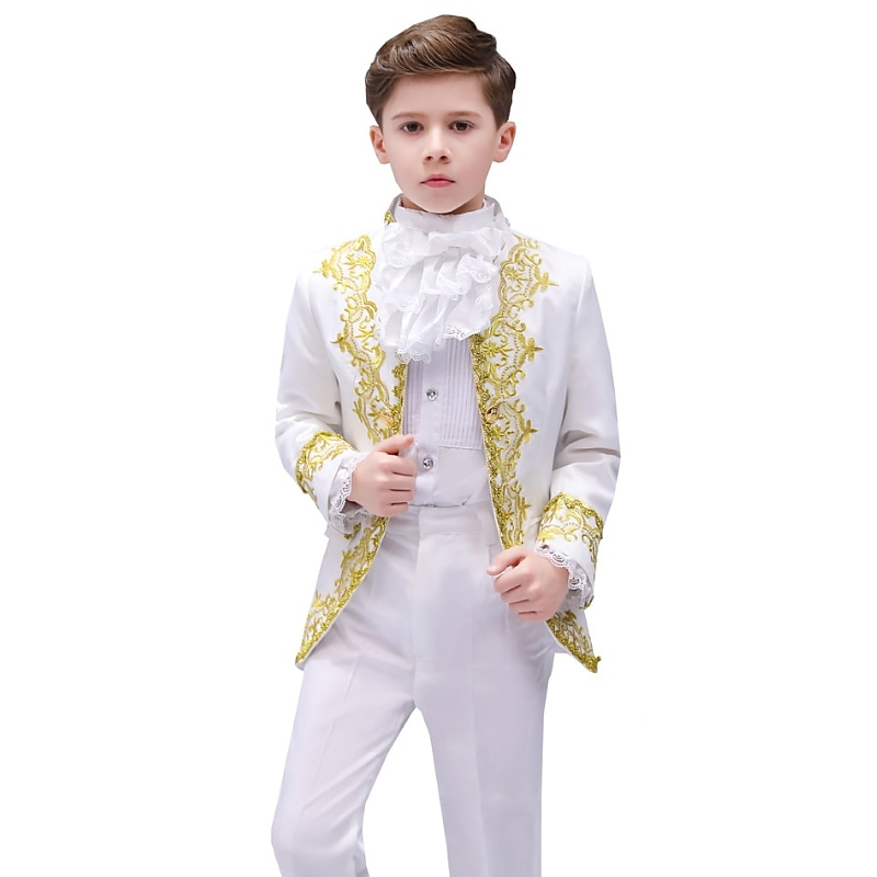 3 Pieces Ring Bearer Suit Boys Kids Suit Formal Suit Suit & Blazer Clothing Set Party Special Occasion Vintage Cool Formal Graphic Jacquard Black White Red Polyester 2025 - $83.99 –P5