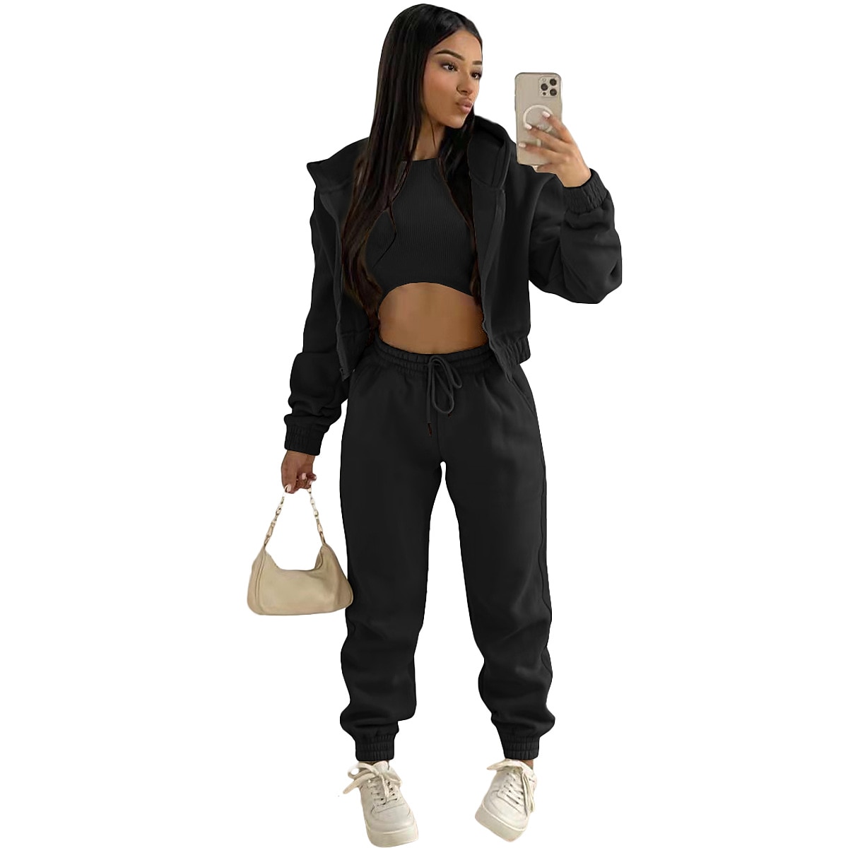 Kapuzenshirt Weste Pullover Glatt Grafik Für Damen Erwachsene Heißprägen Strasse Casual 2025 - $27.99 –P3
