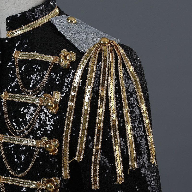 Retro Vintage Rokoko Mittelalterlich Maskerade Anzüge & Blazer Blazer mit Reverskragen Prinz Aristokrat Pailletten Pailletten Kostüm Herren Halloween Karneval Maskerade Party-Abendmode Abschlussball 2026 - $97.99 –P12