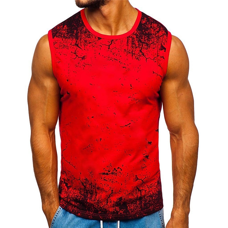 Voor heren T-shirt Singlet Vest Top Onderhemd Mouwloos Strakke ronde hals Zomer Grafisch Kleurenblok Sport Modieus Lichtgewicht Afdrukken Vakantie Casual Feestdagen Zwart Wit Rood Top T-shirt voor 2025 - $13.99 –P3