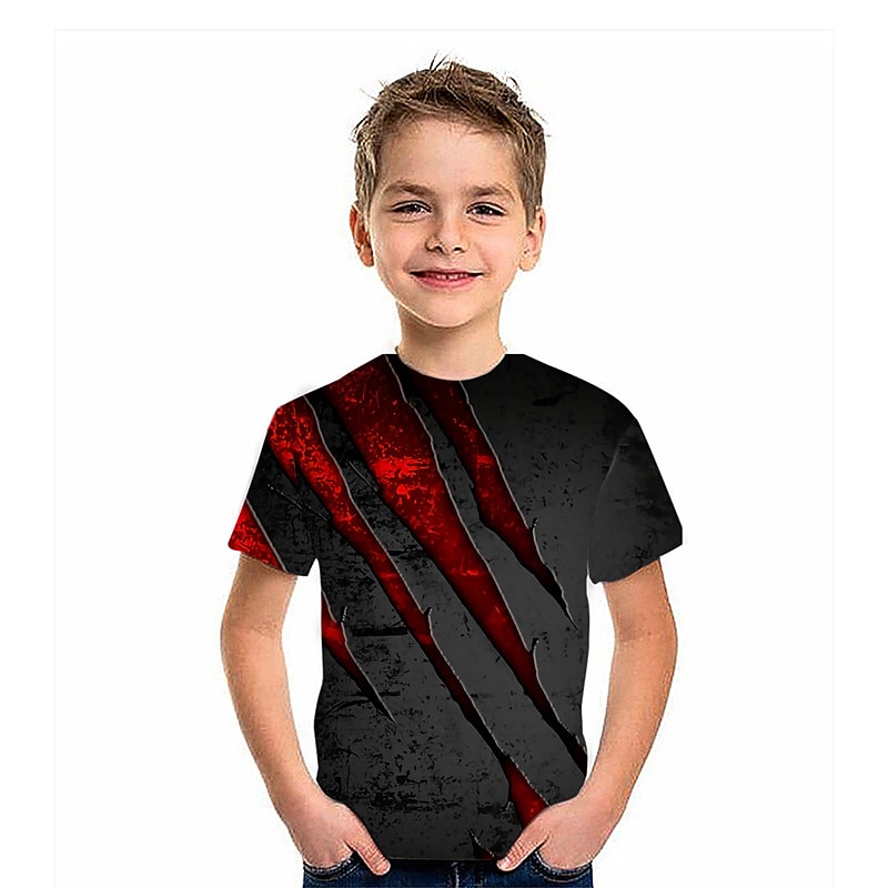 Jongens 3D 3D Print T-shirt Korte mouw 3D-afdrukken Zomer Lente Actief Sport Modieus Kinderen 3-12 jaar Buiten Dagelijks Voor Binnen Normale pasvorm 2026 - $11.99 –P1