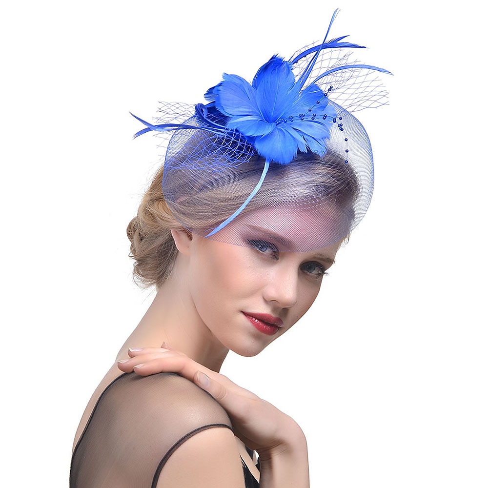 Fascinators Sombreros Organdí Poliéster / Poliamida Sombrero de copa Fiesta / Noche Festivos Estilo retro Con Pluma Celada Sombreros 2025 - $22.99 –P8