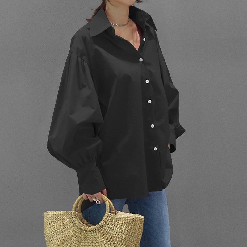 Per donna Camicia Blusa Semplice Casual Manica Lunga Manica a Lanterna Colletto a Camicia Top Regolari Quotidiano Weekend Bottoni Nero Bianco Giallo Blu Primavera Autunno del 2025 a $27.99 –P6