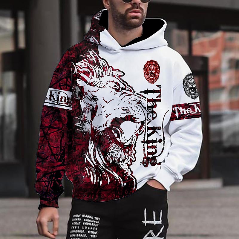 Per uomo Grafico Animale Blocco di colori Felpa con Cappuccio Felpe con cappuccio Felpa Streetwear Designer Casual Grande e Alto Manica Lunga Con Cappuccio Sport & Outdoor Quotidiano Rosa Rosso Verde del 2026 a $32.99 –P7