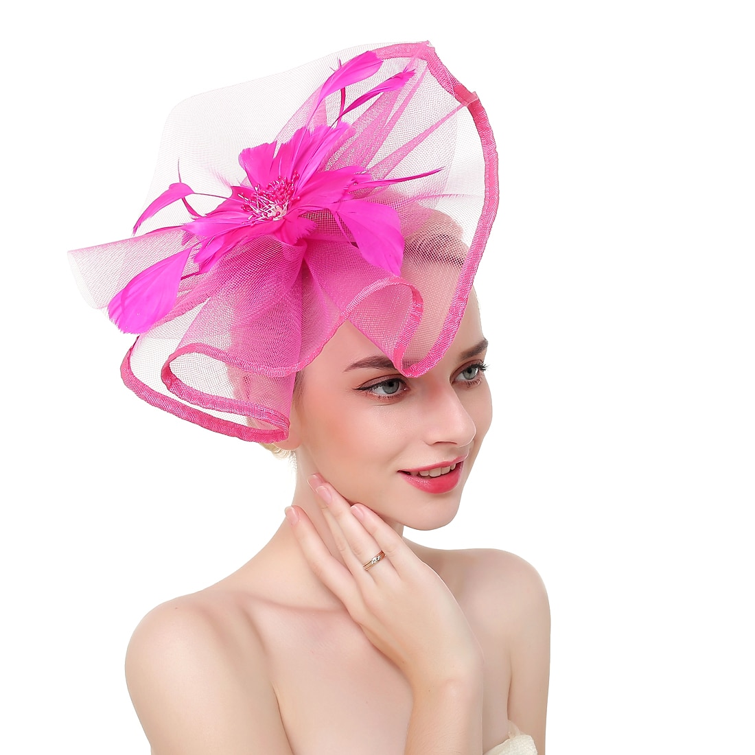 Fascinators Hats Headwear Organza Polyester / Polyamide Bucket Hat Party / Evening Holiday Vintage Style With Feather Headpiece Headwear 2025 - $18.99 –P6