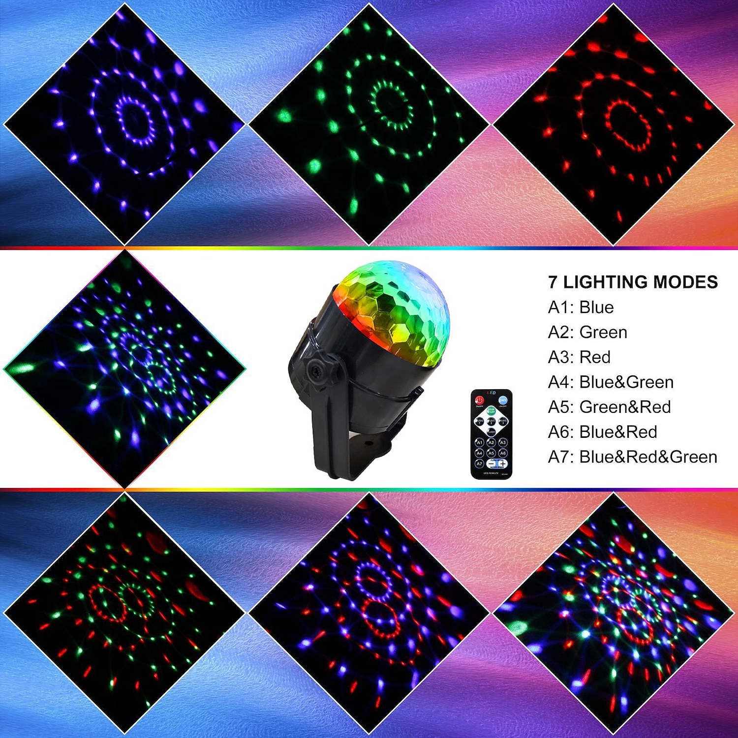 Party Disco Ball Lights, Party Lights Indoor Sound Activated RGB Strobe Lights with Remote, 7 Colors DJ Stage Lights for Home, Parties, Weddings & Dance Clubs 2026 - $34.99 –P4