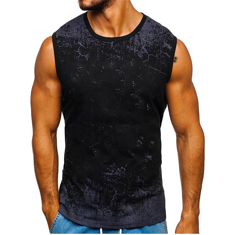 Voor heren T-shirt Singlet Vest Top Onderhemd Mouwloos Strakke ronde hals Zomer Grafisch Kleurenblok Sport Modieus Lichtgewicht Afdrukken Vakantie Casual Feestdagen Zwart Wit Rood Top T-shirt voor 2025 - $13.99 –P2