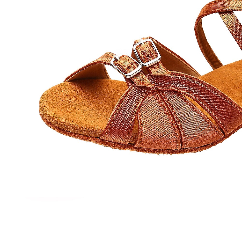 satijnen latin dansschoenen voor dames en meisjes – lage ballroom sandalen met bandjes voor salsa, tango en feestjes 2025 - $29.99 –P6